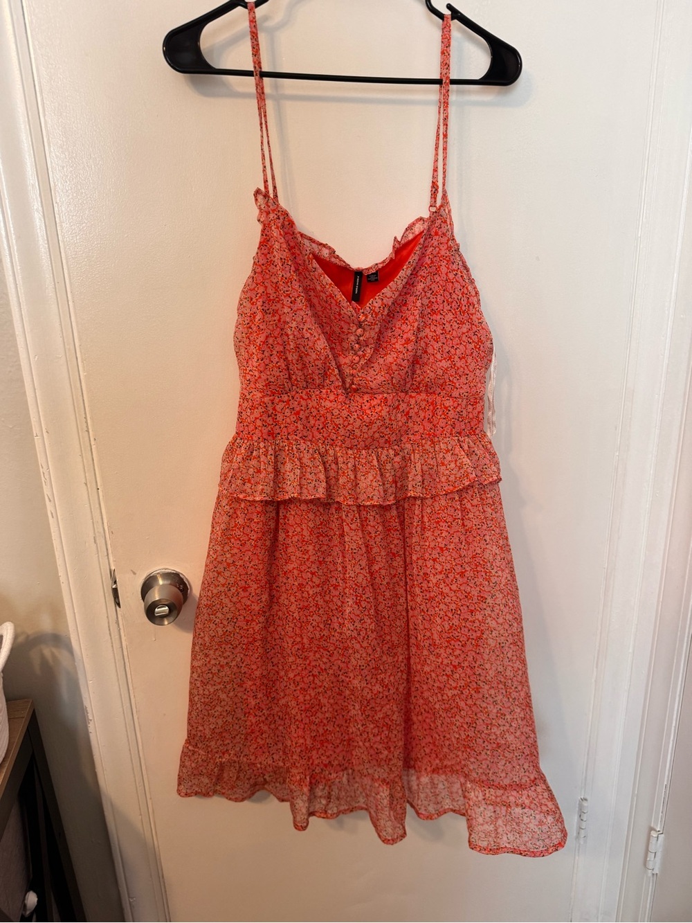 Vera Moda Women’sCoral Floral Spaghetti-Strap Sundress